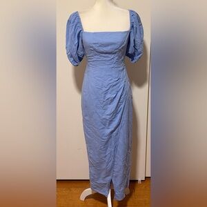 & OTHER STORIES Fitted Puff Sleeve Midi Dress Size 2
